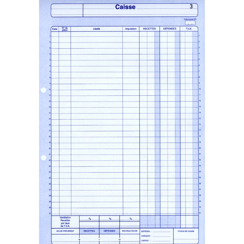 ELVE registre de caisse à anneaux doubles, 297 × 210 mm, 50 feuilles